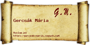 Gercsák Mária névjegykártya